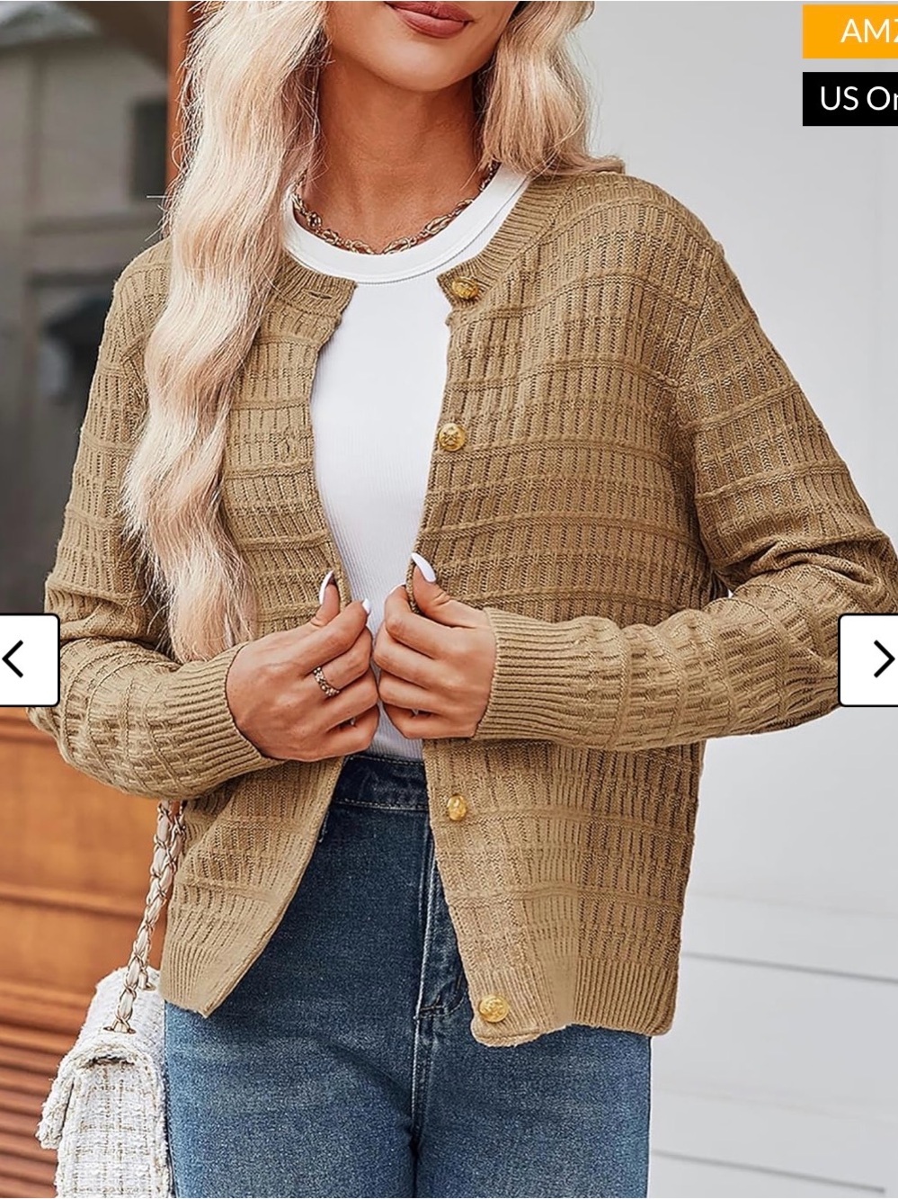 💛 NEW Zeagoo Women’s Classic Textured Gold Button Cardigan Sweater Khaki - XL